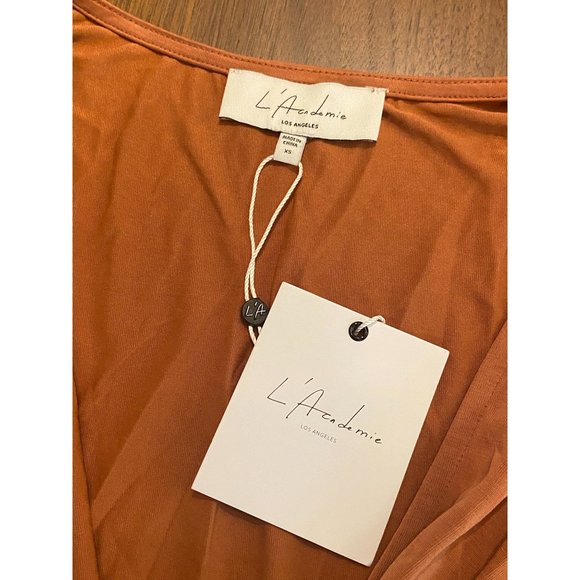 L'Academie The Judy Midi Dress in Terracotta X-Small New AS-IS women’s neutral - Picture 8 of 9